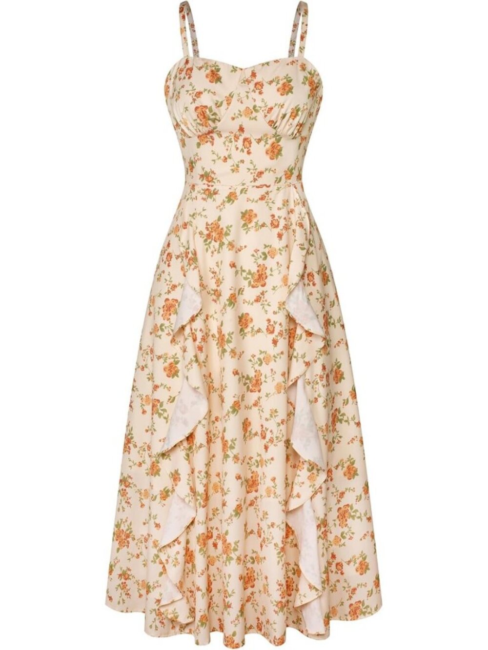 Chic Midi Sun Dress for Women | Ruffle Detail, Summer Fashion, Casual Style